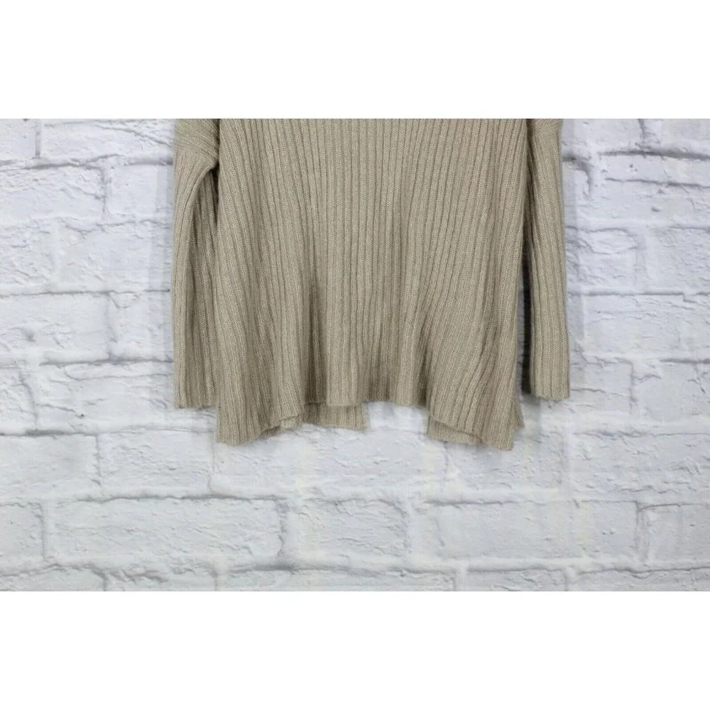Wooden Ships Beige Ribbed Knit Open Front Cardigan Sweater Size S/M - Picture 7 of 8